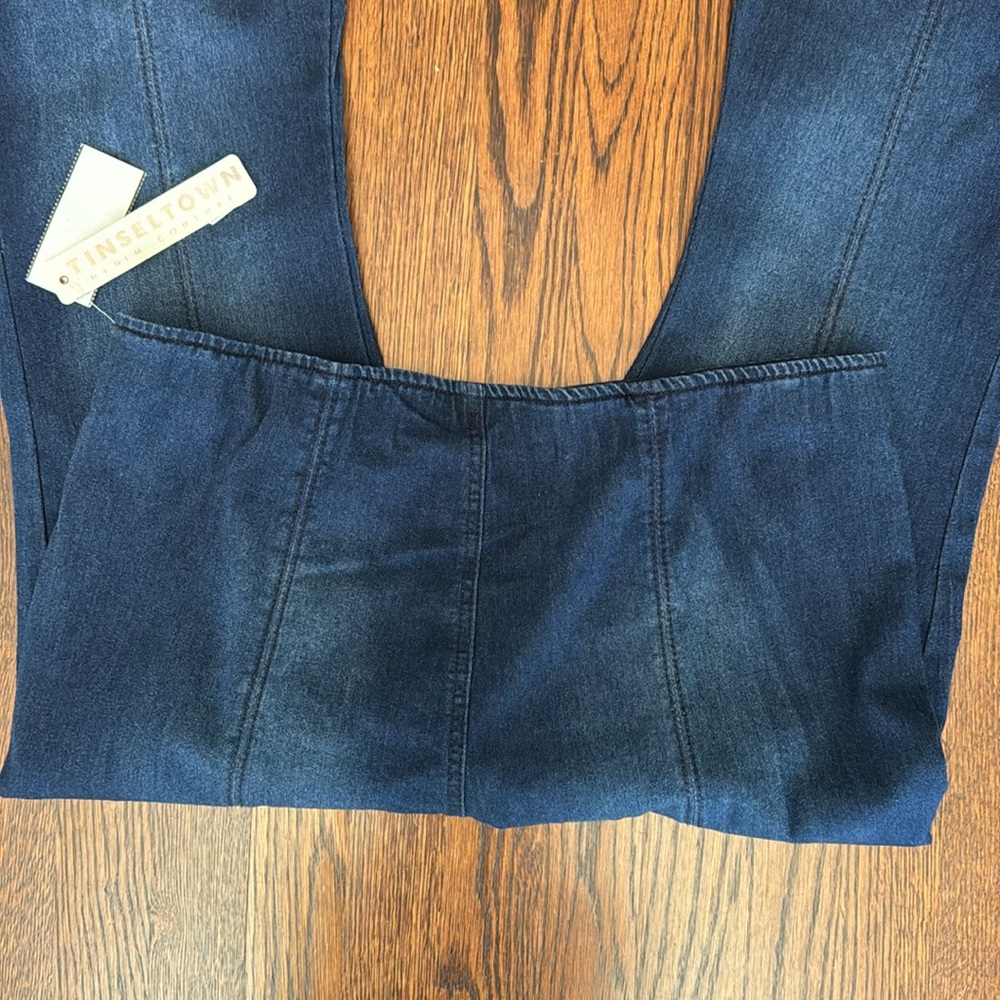 TINSELTOWN pull on dark denim flare jeans - Picture 4 of 4